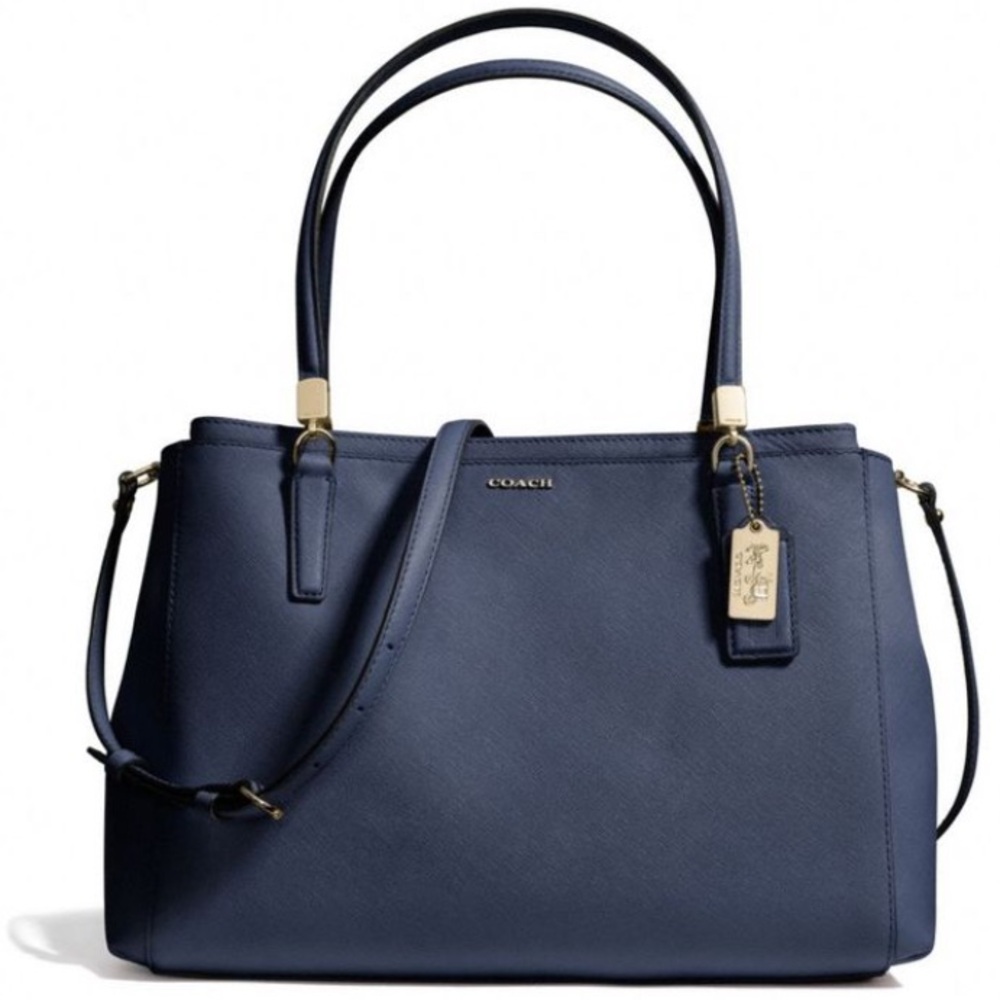 Coach Madison Christie Carryall Navy Blue Saffiano Leather Bag
